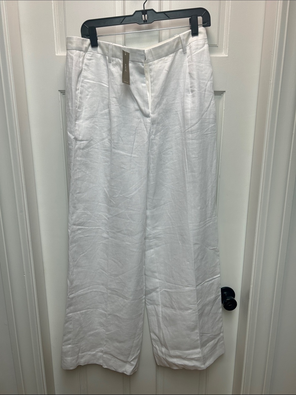 J. Crew White Tailored Linen Trousers